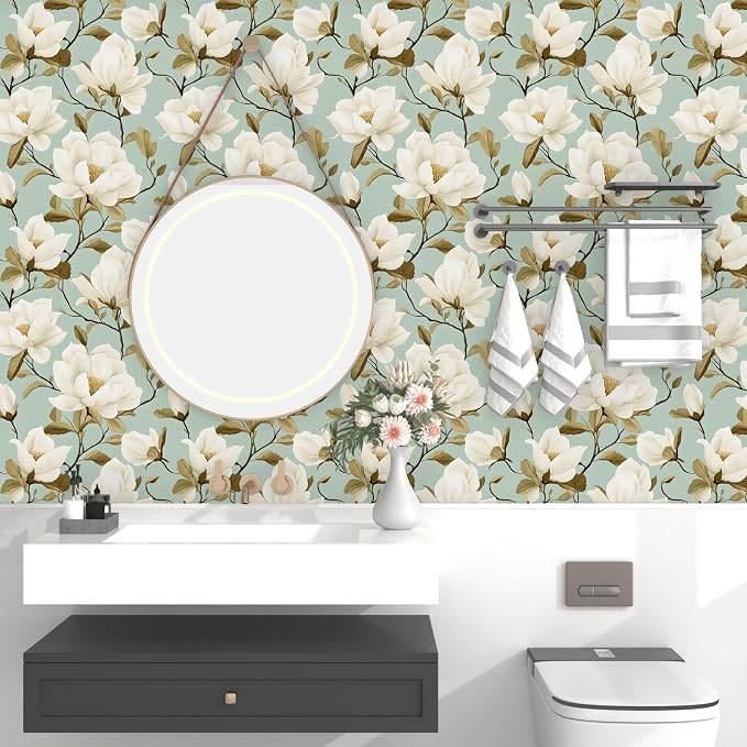 Laatse Vintage Blue Floral Bird Wallpaper Peel and Stick 17.5" × 118" | Self Adhesive/Removable/Waterproof/Thick Vinyl Contact Paper for Bathroom Bedroom Shelf Cabinet Drawer,Prepasted,Easy Peel - Image 8