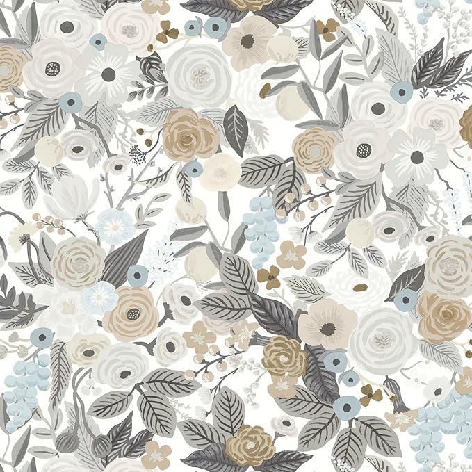 Ismoon Floral Peel and Stick Wallpaper Gray Contact Paper Vintage Removable Self-Adhesive Wallpaper Boho Watercolor Renovated Furniture for Cabinets Shelves Counter Tops Wall Decor Roll 17.3in x197in by Ismoon