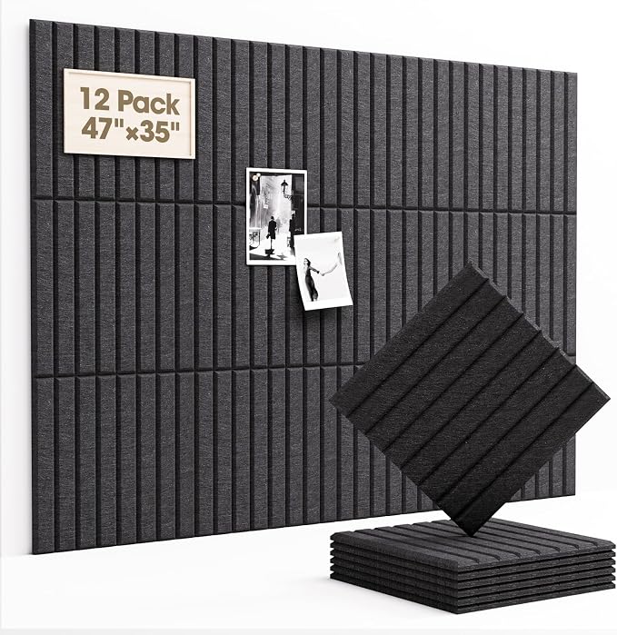 Acoustic Panels 12 Pack Square Soundproof Wall Panels with 60 Adhesive Tapes, High Density Acoustic Foam Panels Sound Proof Foam for Home Office, Recording Studio, Ceiling, 12" X 12" X 0.4" by Soundsbay