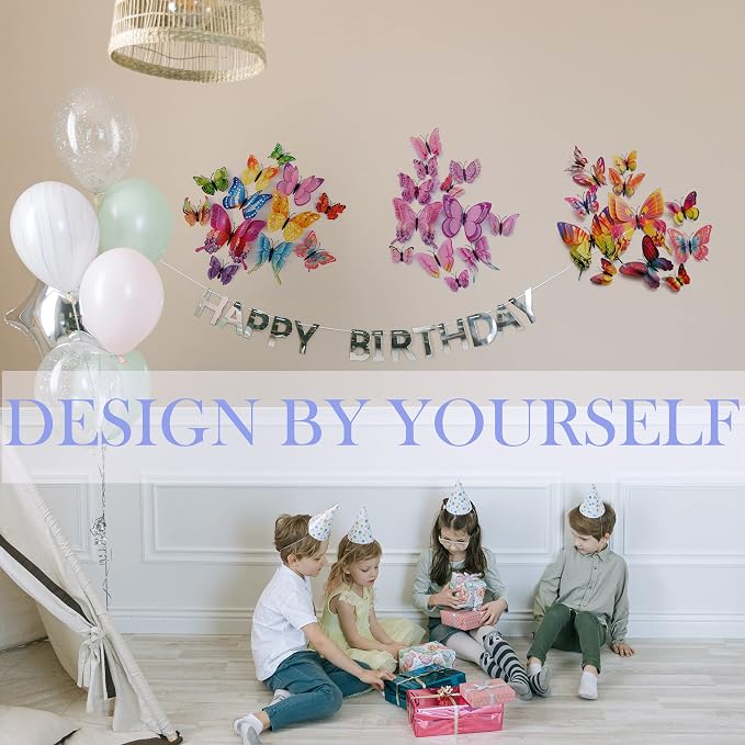 OPSEAM 3D Butterfly Wall Decor Butterfly Decorations Stickers with Magnets | 72 PCS Pink,12 Styles Double Layer Butterfly for Classroom Decoration,Locker Refrigerator, Reusable,Waterproof - Image 3