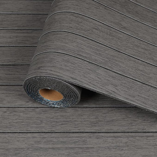 CRE8TIVE Dark Grey Wood Slat Wall Panel Peel and Stick Wall Panels 12"x118" | 3D Foam Wood Panels, Sound Proof Slat Wall Paneling, Self Adhesive Faux Oak Wood Grain Wallpaper for Bedroom Kitchen Island by CRE8TIVE