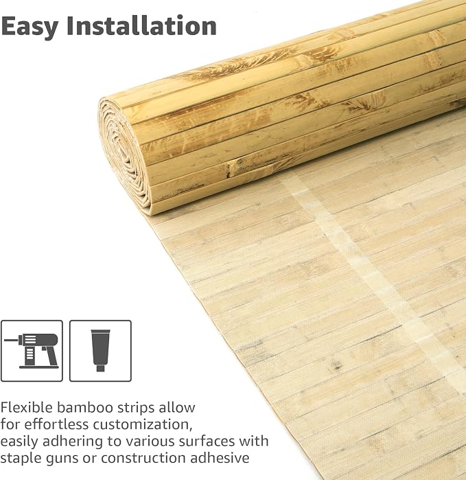 Art3d 12 x 96 in Pole Wrap Natural Bamboo Wall Panel, 1-Pack, Light Burned | Renewable Raw Board, Waterproof, No Emission, Wear-Resistant, Freely Cuttable, Stylish Wall Decor for Bedroom and Office - Image 5