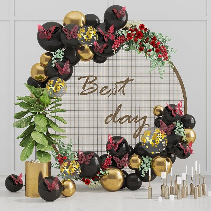 SAOROPEB 3D Butterfly Wall Decor 48 Pcs Blood Red Butterfly Decorations | 4 Styles 3 Sizes, Butterfly Birthday Decorations Butterfly Party Decorations Cake Decorations, Removable Stickers - Image 4