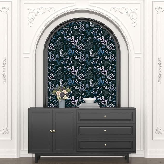 Laatse Vintage Floral Peel and Stick Wallpaper 17.5'' x 393'', Blue Pink | Self Adhesive/Removable/Waterproof/Thick Vinyl Contact Paper for Bathroom Bedroom Shelf Cabinet Drawer,Prepasted,Easy Peel - Image 3