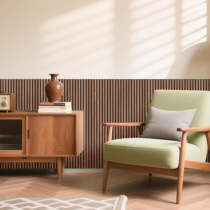 WoveN SounD Acoustic Wall Panels, Teak, 10 Pack, 47.2x23.6 in | Self-Adhesive, Peel and Stick, NRC 0.95, Premium Sound, Echo Proof, Slat Decor, Studio, Home, Office, Media Room - Image 8