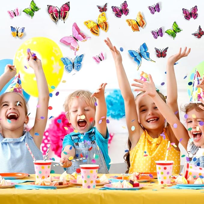 SAOROPEB 3D Butterfly Wall Decor, 72 Pcs Colorful Butterfly Decorations | Double Layer for Party Decorations Locker Decor Refrigerator Decal, Reusable - Image 2