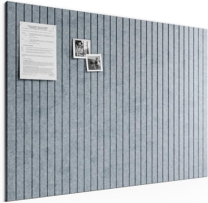 Bumusty 48"x 36" Large Felt Bulletin Board Tiles, Blue Gray | 12-Pack Cork Board Alternative, Wall Decor, 30 Pushpins, 60 Adhesive Tabs, Vision Board, Office, Classroom, Home, Dorm by BUMUSTY