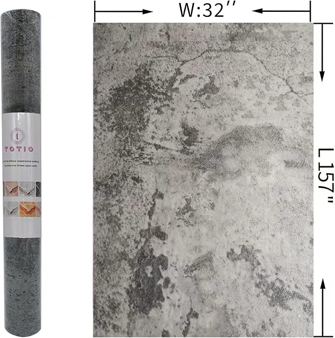 TOTIO Beige Grey Cement Concrete Texture Contact Paper Industrial Style Wallpaper Peel Stick 32×157inch Matte Thicken Self Adhesive Removable Vinyl Wall Paper Roll Wall Covering for Office Rental - Image 7