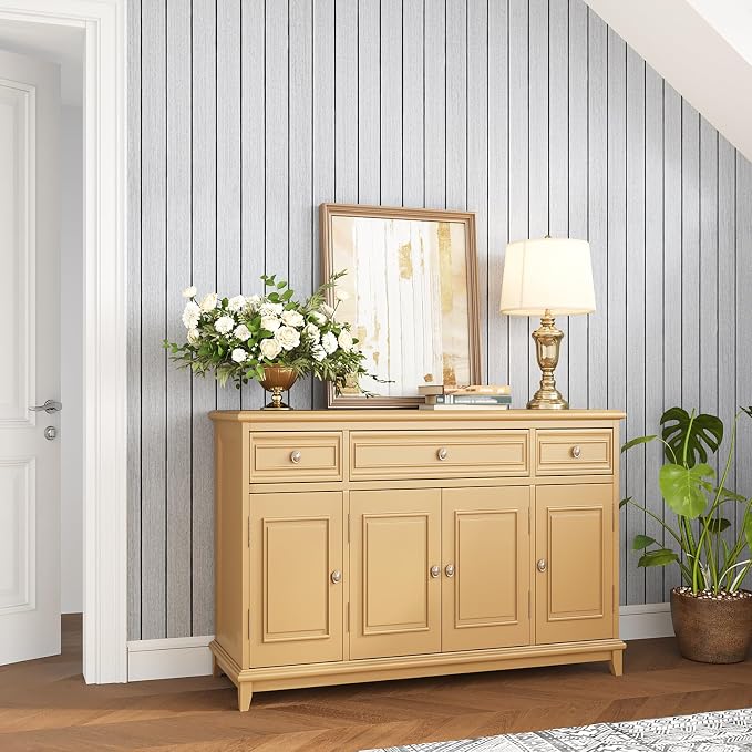 VEELIKE Light Grey Wood Slat Wall Panel Peel and Stick Wood Wall Panels for Interior Walls Decor Ceiling TV Backdrops 17''x118'' Self Adhesive 3D Foam Slat Wallpaper Paneling for Bedroom Headboards - Image 4