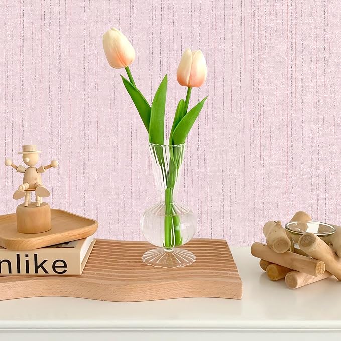 Pink Grasscloth Peel and Stick Wallpaper Vintage Texture Removable Waterproof Wallpaper for Room Walls, Cabinets, Furniture, Drawers, Desk A Set of 15.7"x1200" - Image 9