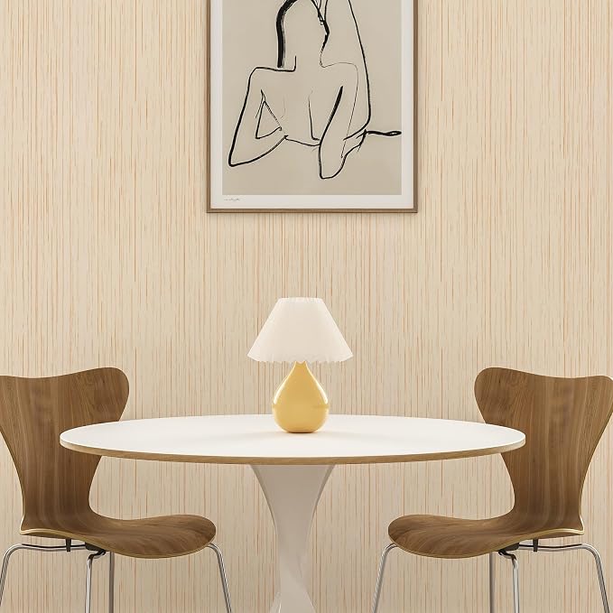 Beige Grasscloth Peel and Stick Wallpaper 15.7" X 120" Textured Self-Adhesive Contact Paper Linen Grasscloth Removable Wallpaper for Cabinets Counter Top Liners - Image 3