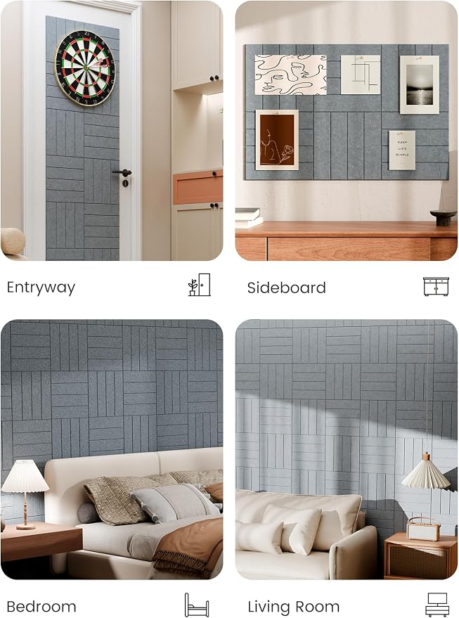 Bumusty 36"x 24" Large Felt Bulletin Board Tiles, Blue Gray | 6-Pack Cork Board Alternative, Wall Decor, 30 Pushpins, 30 Adhesive Tabs, Vision Board, Office, Classroom, Home, Dorm - Image 6
