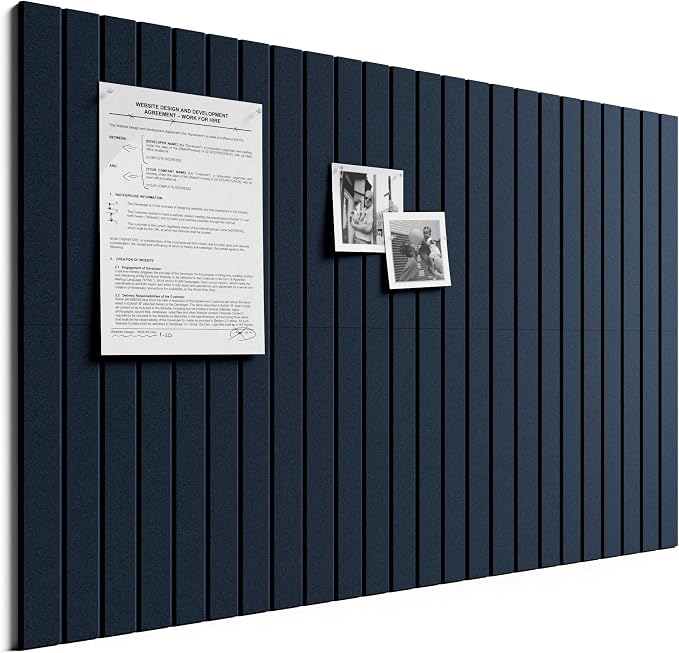 Bumusty 36"x 24" Large Felt Bulletin Board Tiles,Carbon Blue | 6-Pack Cork Board Alternative, Wall Decor, 30 Pushpins, 30 Adhesive Tabs, Vision Board, Office, Classroom, Home, Dorm by BUMUSTY