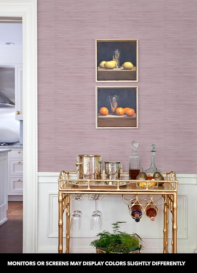 NuWallpaper x Society Social Classic Faux Grasscloth Peel and Stick Wallpaper, Lilac Faux Grasscloth Removable Contact Paper for Walls, Self Adhesive Wall Covering for Bedroom Living Room Accent Wall - Image 3