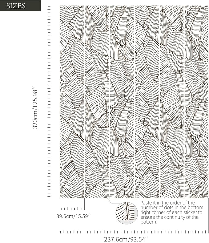 Banana Leaves Peel and Stick Wall Mural for Bedroom | 92"x125", Large Urban Funky Wallpaper, Removable Leather Textured & Water-Resistant, Hallway Old Wall Makeover - Image 3