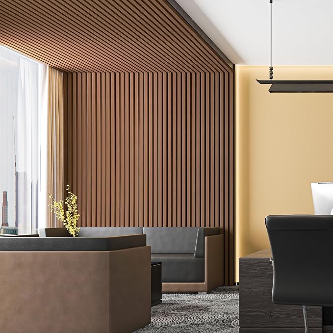 Art3d 2-Pack 94.5" x 24" Wood Slat Acoustic Panels for Wall & Ceiling – 31 sq.ft 3D Fluted Sound Absorbing Panels with Wood Finish, Walnut Brown - Image 7