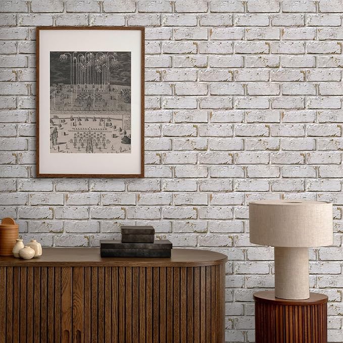 COMSTICKC 3D Faux Brick Wall Panels Peel and Stick, 10 Pcs 11.8" x 11.8" | Retro Yellow and White, Not Real Brick, Small Size, PVC Brick Wall Sticker Covering Wallpaper for Quick DIY, Cover 9.7 sq ft - Image 8