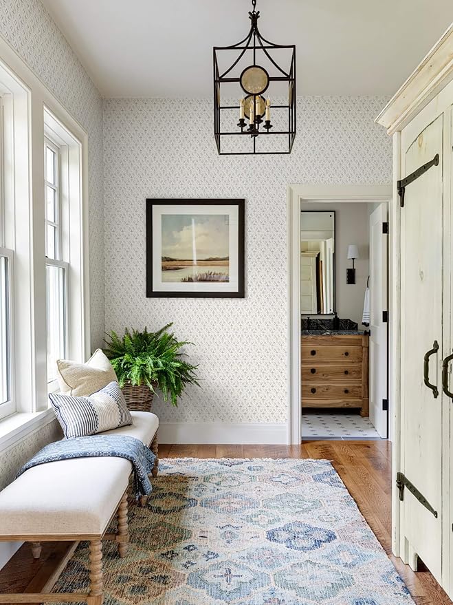 Heroad Peel Stick Wallpaper Beige/Neutral Floral Contact Paper Farmhouse | Modern Waterproof Removable Decor Vinyl for Bathroom,17.3''x78.7'',Boho Gingham Self Adhesive Paper,Bedroom,Nursery,Cabinet - Image 7