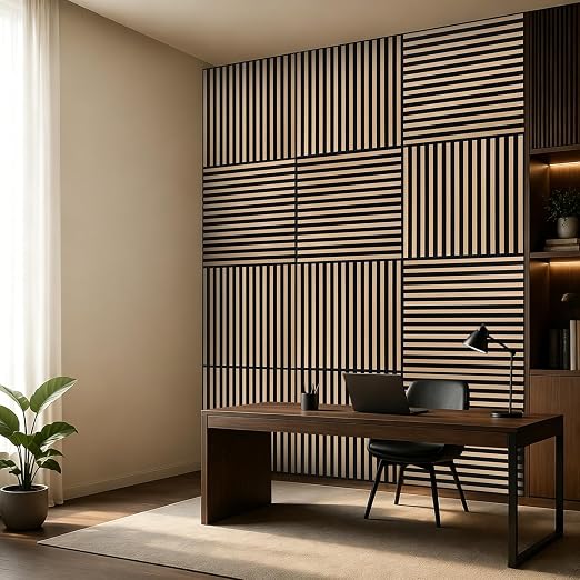 Art3d 12-Pack Acoustic Slat Panel & Ceiling Tile, 2 x 2 ft, Natural Oak | Crack-Resistant, Scratch-Resistant, Eco-Friendly, Durable, Grid Compatible, Ideal for Living Room, Bedroom & Home DIY Upgrade - Image 3