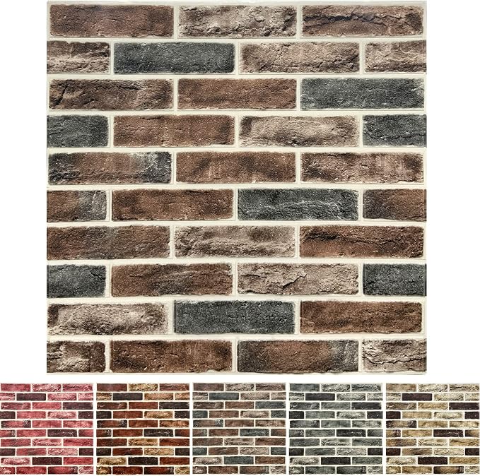 20-Pack 104 Sq.Ft 3D Wall Panels Peel and Stick 3D Faux Brick Wallpaper Peel and Stick Brown Grey Faux Stone Wall Panel Foam Brick Self-Adhesive 3D Wallpaper by YLLYLL