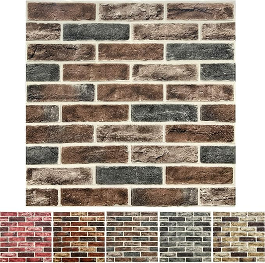 20-Pack 104 Sq.Ft 3D Wall Panels Peel and Stick 3D Faux Brick Wallpaper Peel and Stick Brown Grey Faux Stone Wall Panel Foam Brick Self-Adhesive 3D Wallpaper by YLLYLL