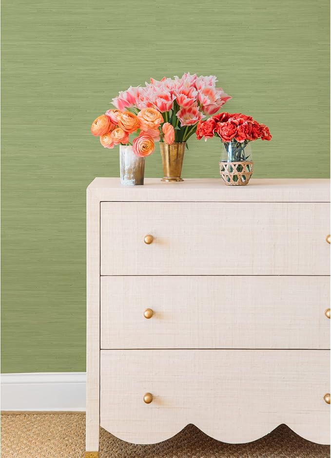 NuWallpaper x Society Social Classic Faux Grasscloth Peel and Stick Wallpaper, Citrus Green, Textured Removable Wallpaper, 20.5 in x 18 ft - Image 4