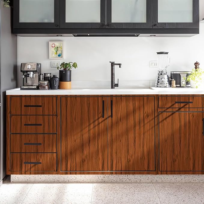 Wood Grain Contact Paper 17.3"x120" Cherry Wood Look Peel and Stick Wallpaper Vintage Removable Self Adhesive Vinyl Faux Wood Wallpaper for Cabinets Countertops Covering - Image 9