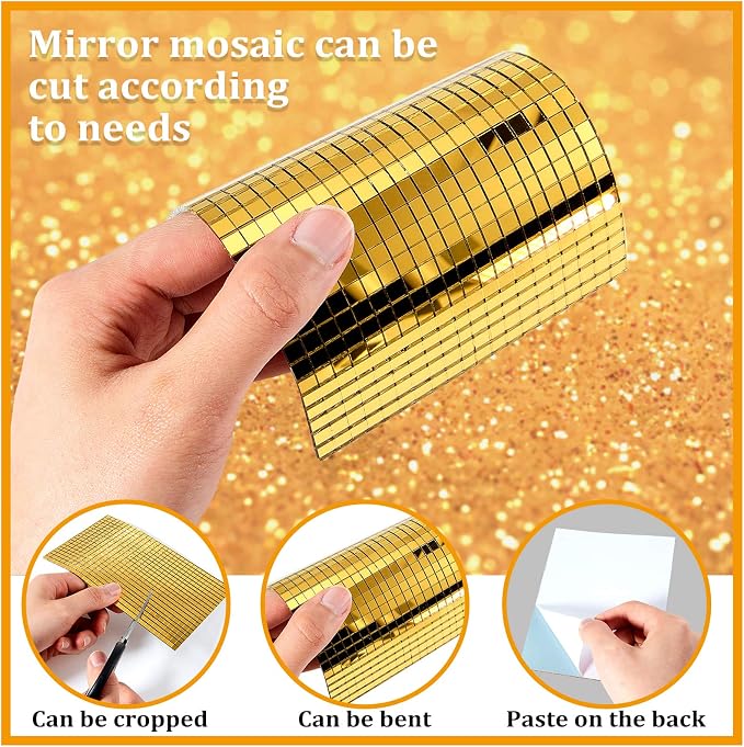 10800 Pieces Gold Disco Mirror Tile Self-Adhesive Mirrors Mosaic Tile - Image 4