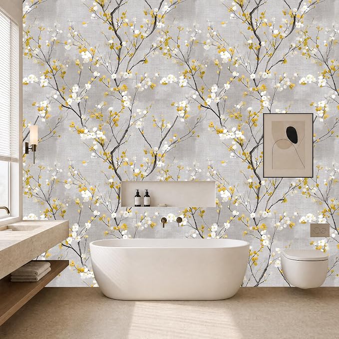 White Floral Branches Removable Self-Adhesive Wallpaper for Bedroom & Living Room Decor 17.7×118 Inch,Waterproof Wall Covering for Accent Walls, Apartment, Nursery - Image 6