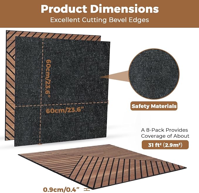 3D Peel and Stick Acoustic Wall Panels – 8 Pack Self-Adhesive Wood Pattern Soundproof Panels 23.6” x 23.6” for Interior Wall Decor, Bedroom, Living Room, Office (Golden Maple) - Image 3