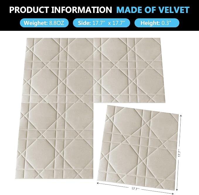 Velvet 3D wall Panels for Interior wall Decor Peel and Stick, Soundproof Geometric Textured 3D Wall Panels for Living Room, Bedroom, TV Background 17.7" x 17.7", Cover 26.15 Sq.Ft 12pcs Grey - Image 3