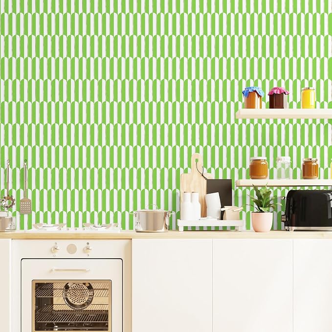 Vamos Tile Peel and Stick Backsplash Seamless Tile,Fish Scale,Matt,10-Sheet | 11.9''x10.8'',White & Grass Green PVC+Light Gold Stick on Backsplash Tile for Kitchen & Bathroom & Laundry & Camper - Image 8