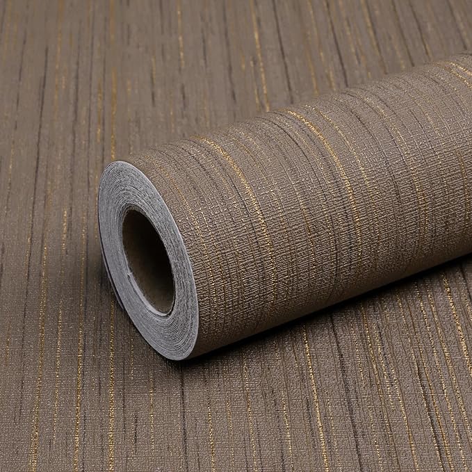 Brown Grasscloth Peel and Stick Wallpaper Vintage Texture Removable Waterproof Wallpaper for Room Walls, Cabinets, Furniture, Drawers, Desk A Set of 15.7"x300" by Qianglive