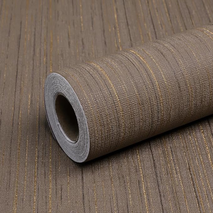 Brown Grasscloth Peel and Stick Wallpaper - 15.7"x120" Vintage Texture Removable Waterproof Wall Paper for Room Walls, Cabinets, Furniture, Drawers, Desk by Qianglive