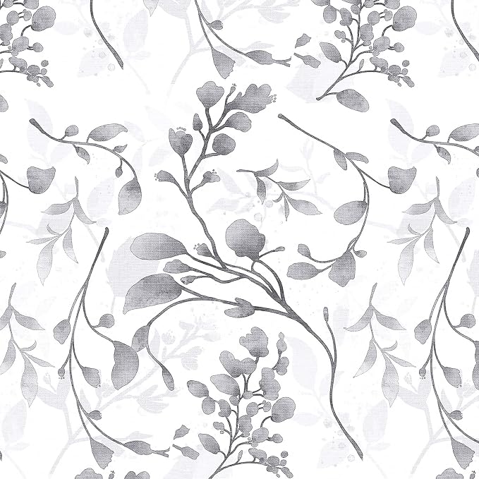 Orainege Gray Floral Peel and Stick Wallpaper Floral Contact Paper | 17.7 in ×590.5 in Peel and Stick Wall Paper for Bathroom Removable Wallpaper Self Adhesive Waterproof by Orainege