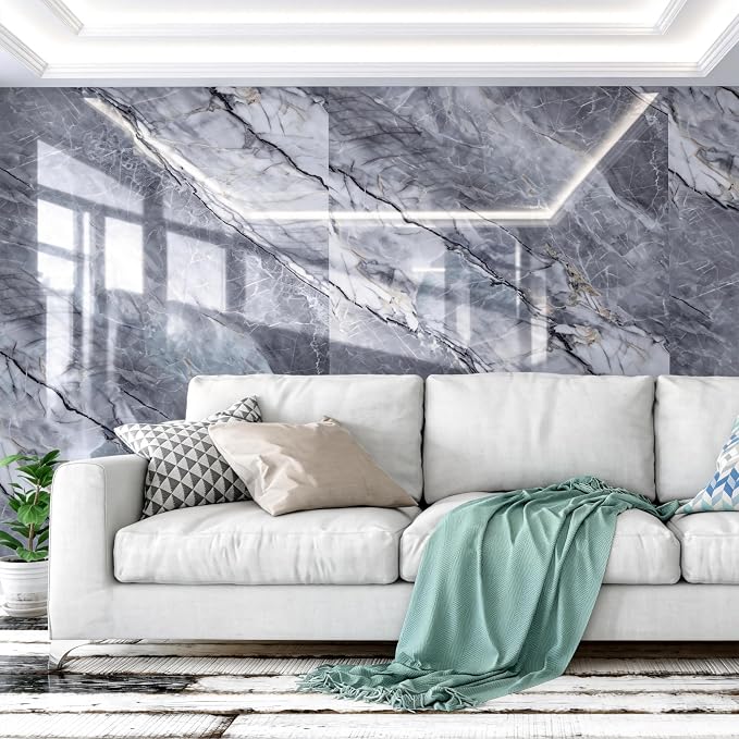 Marble Peel and Stick Waterproof Wall Paneling, 118" x 47" Pietra Grey Glossy Finish Self-Adhesive Backsplash Tile Vinyl Wall Panel for Kitchen Bathroom Wall Decor, Covers 38.75 Sq. Ft. - Image 8