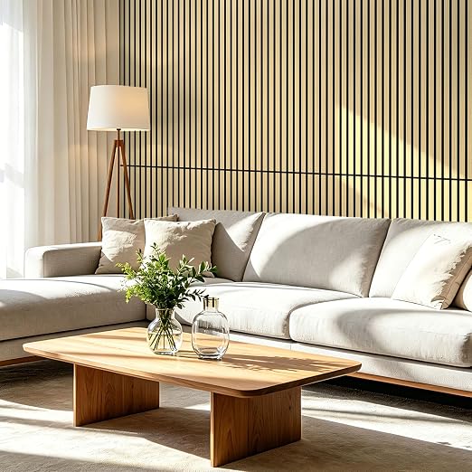 Art3d 47 x 23.6 Inch Acoustic Wood Slat Design Wall Panels, 4-Pack, Oak | Lightweight, Noise Reduction, Crack Resistant, Sustainable, Easy Installation, for Office, Living Room, Bedroom Wall Decor - Image 2