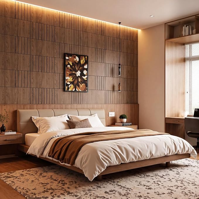 21 Pcs Peel and Stick Wood Slat Wall Panels for Interior Decor 3 Style Self Adhesive Walnut Wood Fluted Decorative Acoustic Wall Panels for Paneling Decor 3D Fluted (Classic) - Image 6