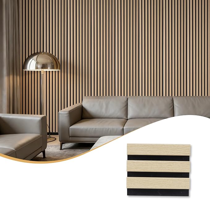 Wood Slat Acoustic Panels, 4.7"x5.9" 3D Wall Panel, Interior Wall Decor Noise Cancelling, 3D Fluted Sound Absorbing Panel for Office,Home,Theater,Studio (White Oak Sample) - Image 2