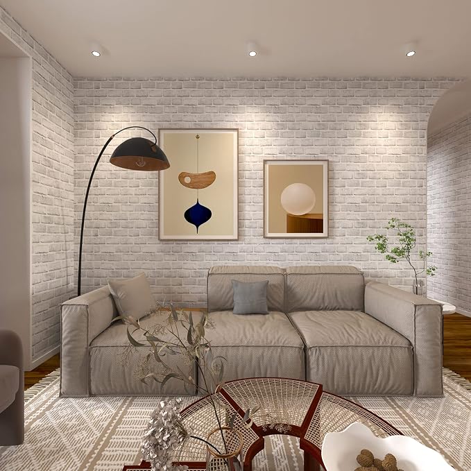 Cohoo Home White Brick Wallpaper Peel and Stick Contact Paper Faux 276”×18” | White Gray Brick Contact Paper for Walls Self Adhesive Removable Wall Covering for Kitchen, Bedroom, Fireplace & Backsplash - Image 4