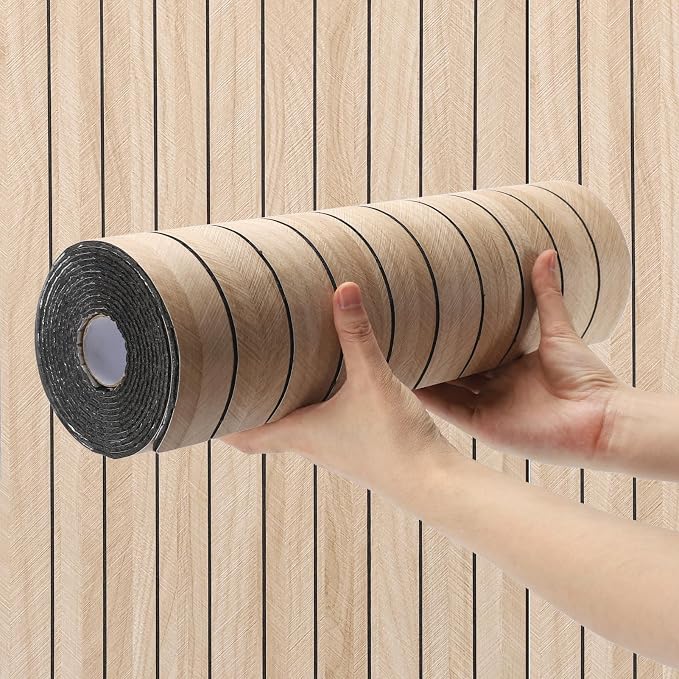 Thick Peel and Stick Slat Wall Panel Self-Adhesive 3D Wood Grain | Wallpaper Sticker Soundproof Moisture Resistant for Wall Ceiling (236.22" x 15.75") - Image 9