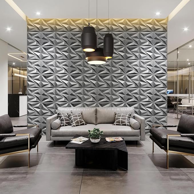 STICKGOO 3D Wall Panels Diamond, Brushed Silver, 12''x12'', 33 Pack | Accent Wall Panels for Interior Wall Decor, Living Room, Bedroom Office, Cover 32.Sq.Ft - Image 2