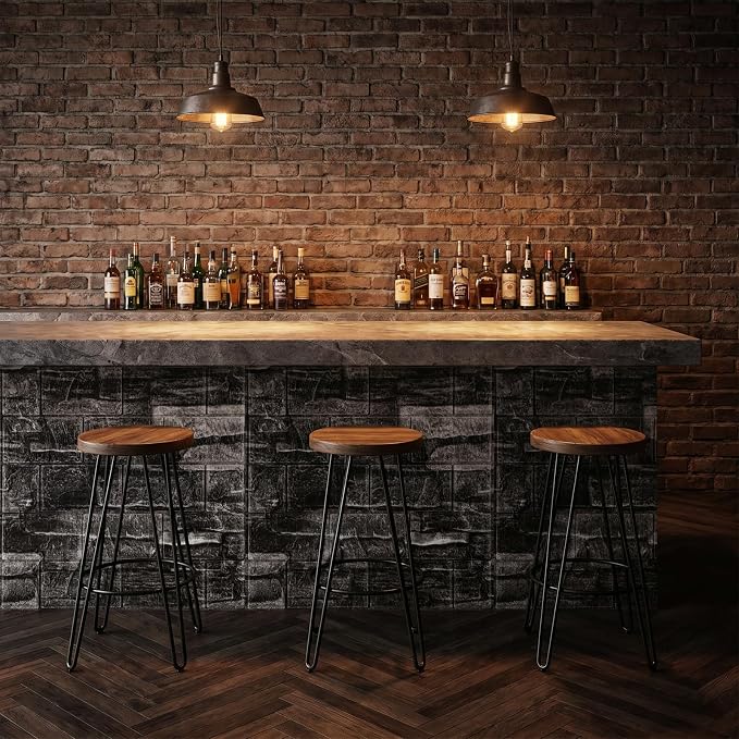 40pcs 3D Wall Panels 11.8x11.8 Inch Peel and Stick Foam Brick Wallpaper, Black Self Adhesive Tiles Waterproof Decorative Wall Panel for DIY Interior Wall Decor, Faux Rock Wall Panels | Practical and Reliable Easy Installation - Image 7