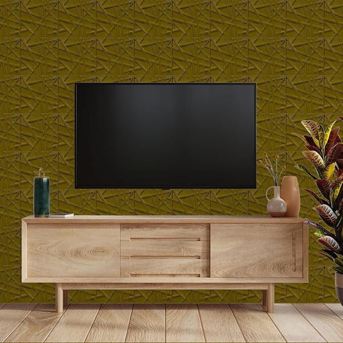 LEVOWAY 3D Wall Panels for Interior Wall Decor, 11.8''x11.8'' 33 Pack Accent Textured Wall Panels for Living Room, Gaming Room, TV Background, Cover 32 Sq.Ft (Brushed Gold) - Image 4