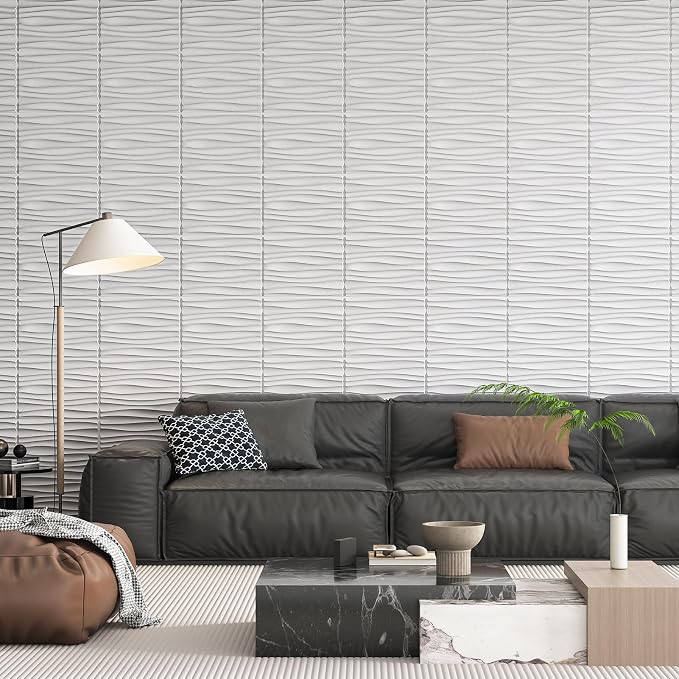 Art3d PVC Wavy Textured 3D Wall Panels, 15.7 x 11.8 Inch, 24-Pack, White | PVC, Waterproof, Featherlight, Scratch Resistant, Perfect for Office, Living Room & Home Decor - Image 5