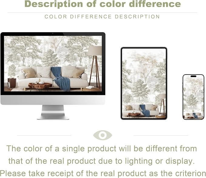 Beige Forest Peel and Stick Wallpaper Tree Landscape Wall Murals | 173"x108", Self Adhesive Canvas, for Bedroom Living Room Bathroom, Seamless, No overlapping - Image 6