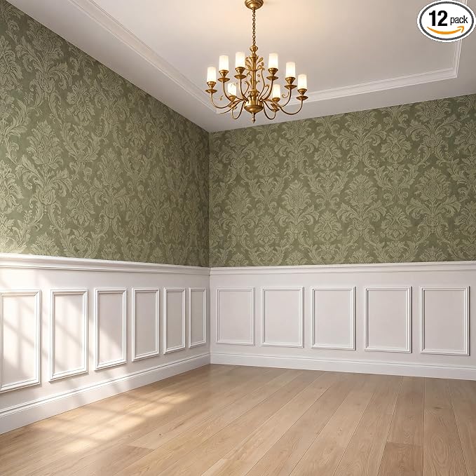 COUKIU Pre-Cut 12 Set Peel and Stick Wall Molding Trim Kit, 16" x20" Premade Wainscoting Panels, Self Adhesive Moulding Panel for Interior Walls Picture Frame by COUKIU%C2%AE