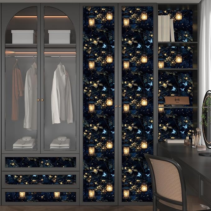 Laatse Dark Floral Black Forest Wallpaper Peel and Stick 17.5''x393'' | Self Adhesive/Removable/Waterproof/Thick Vinyl Contact Paper for Bathroom Bedroom Shelf Cabinet Drawer,Prepasted,Easy Peel - Image 5