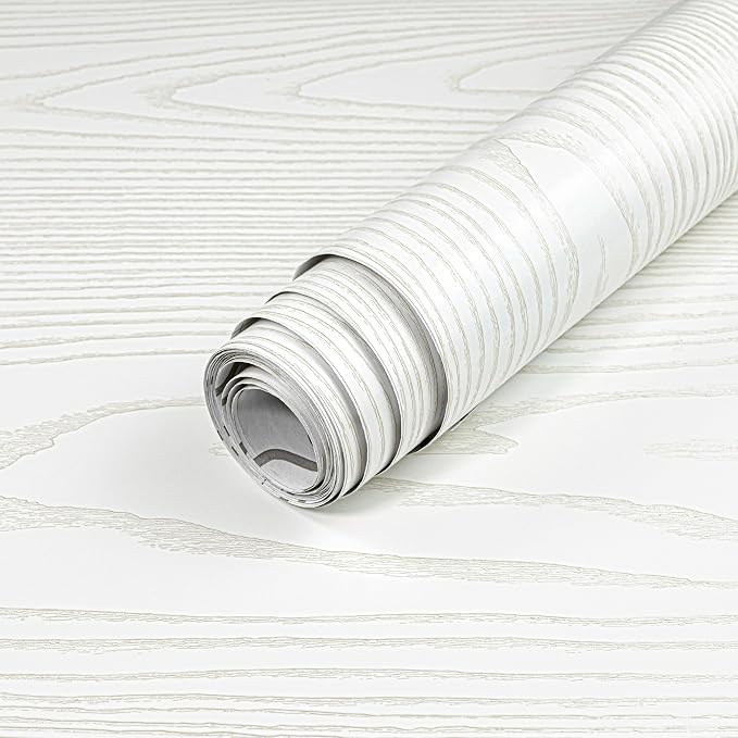 Yun-aeon Light White and Silver Wood Contact Paper 17.3"x120" Rustic Wooden Peel and Stick Wallpaper Removable Self-Adhesive Wallpaper Wood Grain Contact Paper for Countertops Cabinets by YUN-aeonPeelandStickWall