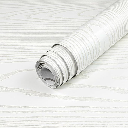 Yun-aeon Light White and Silver Wood Contact Paper 17.3"x200" Rustic Wooden Peel and Stick Wallpaper Removable Self-Adhesive Wallpaper Wood Grain Contact Paper for Countertops Cabinets by YUN-aeonPeelandStickWall
